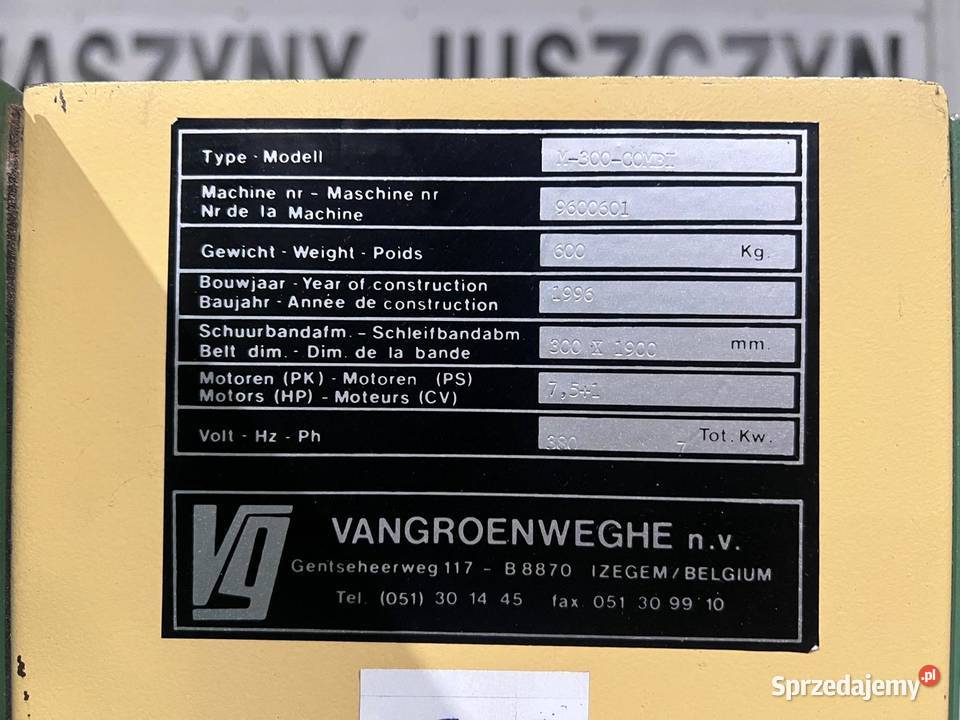 Szlifierka przelotowa Vertongen M300 Combi Juszczyn