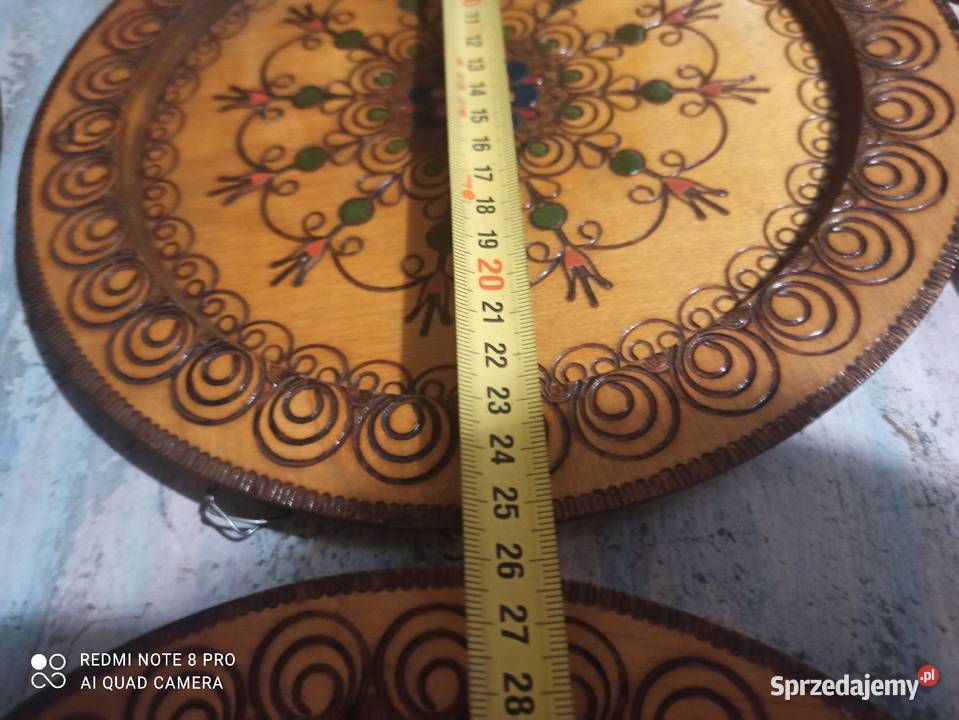 Drewniane talerze ozdobne wiszące kolekcja PRL Pleszew sprzedam