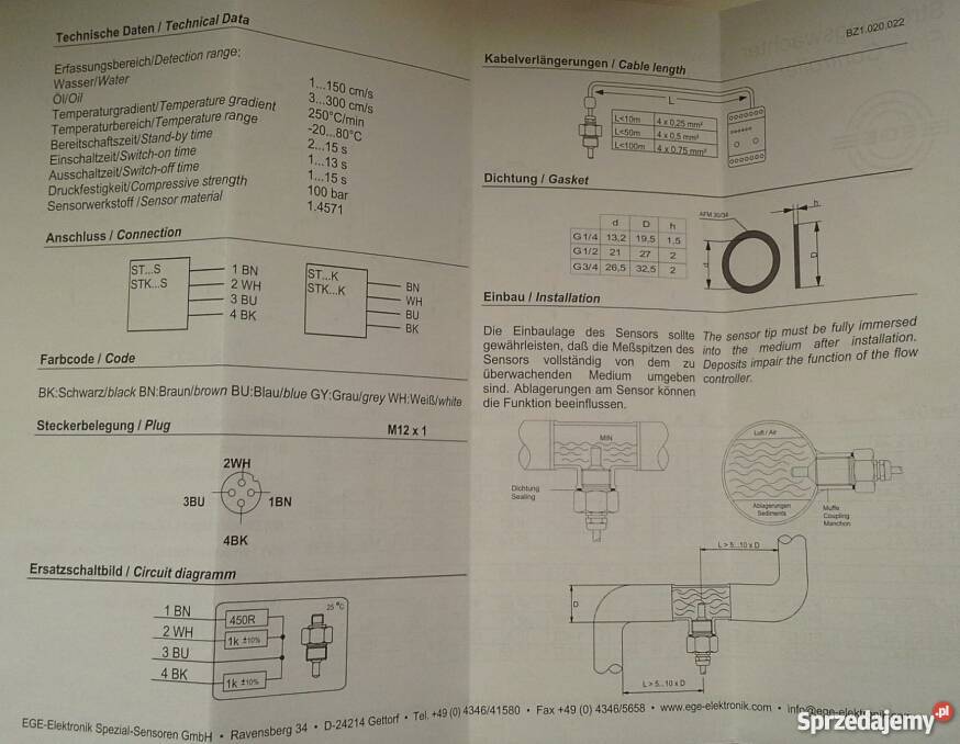 Czujnik przepływu EGE STK 421 KA4 Zabrze