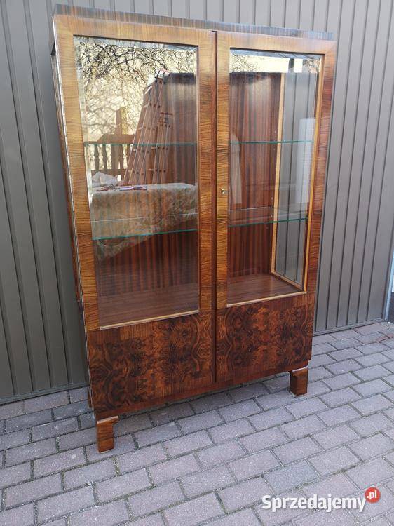 Witryna Biblioteka ARTDECO Orzech Politura Stara Meble wielkopolskie Swarzędz
