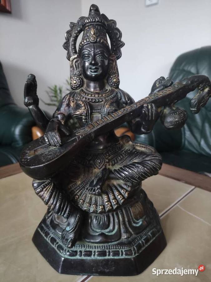 Antyczna rzeźba z brązu Bogini Saraswati duża 5 lubelskie sprzedam