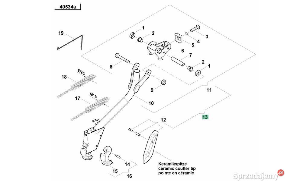 Redlica krótka stopkowa Kverneland AC494854 Do rozsiewaczy i rozrzutników Olsztyn
