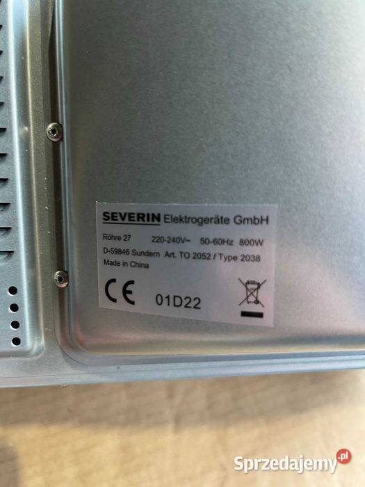 Severin Piec do Pieczenia SrebrnyCzarny 9 l 800W