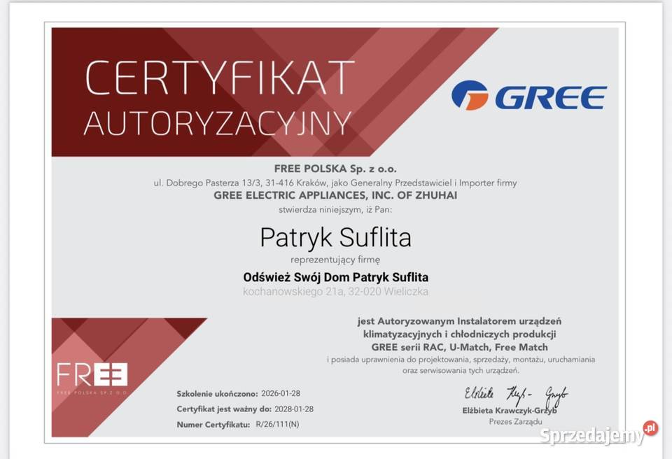 Klimatyzacja Kraków Wieliczka już 2800 Klimatyzacja