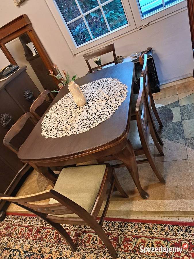 Stół secesja rozkładany krzesła zachodniopomorskie Myślibórz