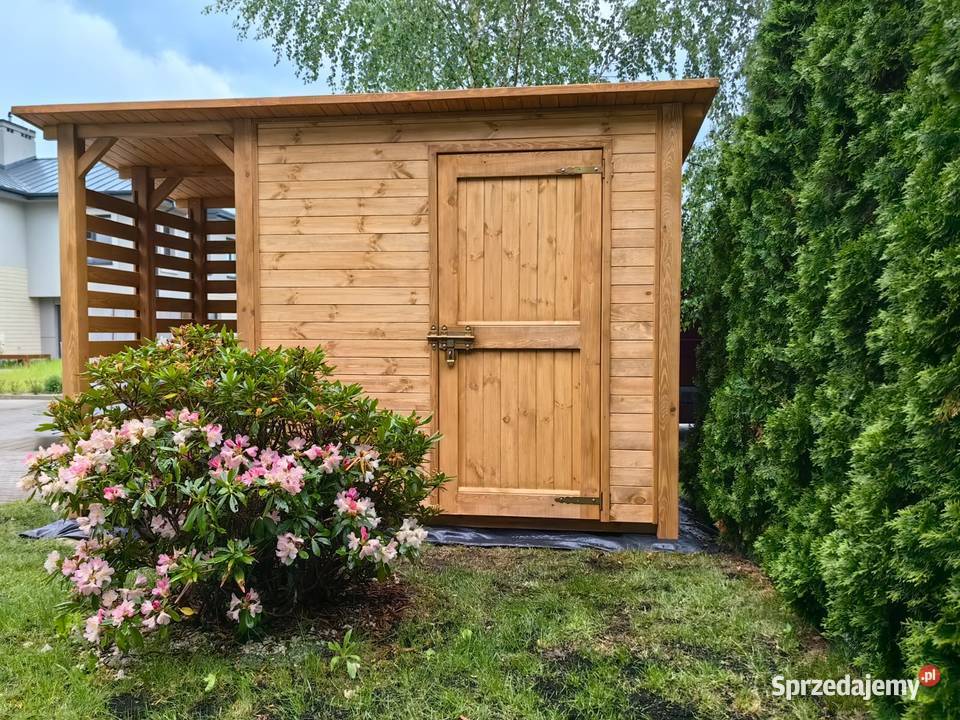 Domek narzędziowy drewniany 2 x 15m z drewutnią Kalety sprzedam