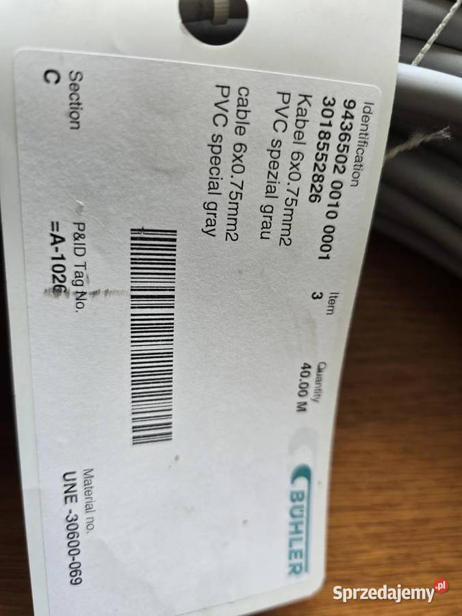 sprzedam kabel 6 x 075 mm2 40 m Białystok sprzedam