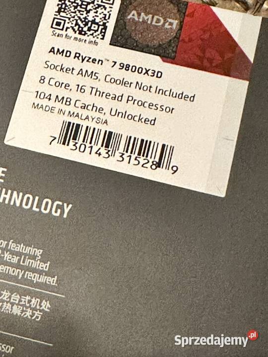 AMD RYZEN 7 9800X3D X8 47GHz AM5 BOX Nowy Warszawa