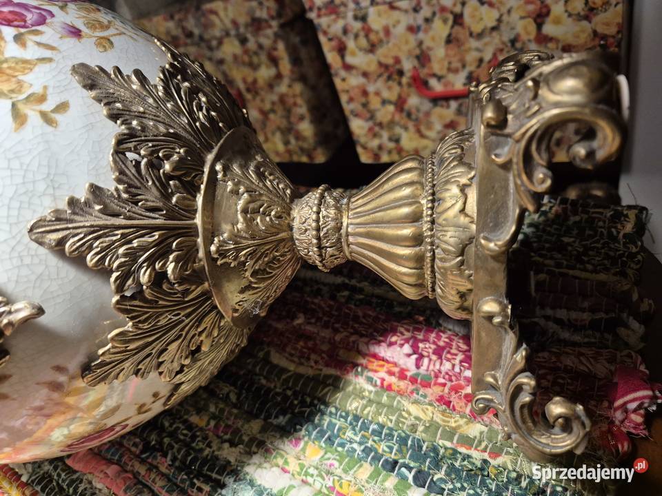 Waza porcelanowa z różami przepiękne okucie dolnośląskie Wrocław