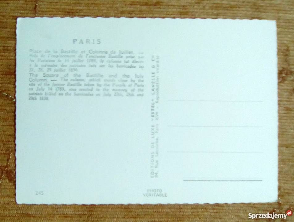 PARYŻ PLAC BASTYLII Z KOLUMNĄ LIPCOWĄ Piszczac