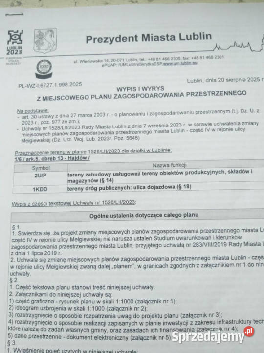 Działka inwestycyjna 8108mLublinMełgiewska Sprzedaż Lublin