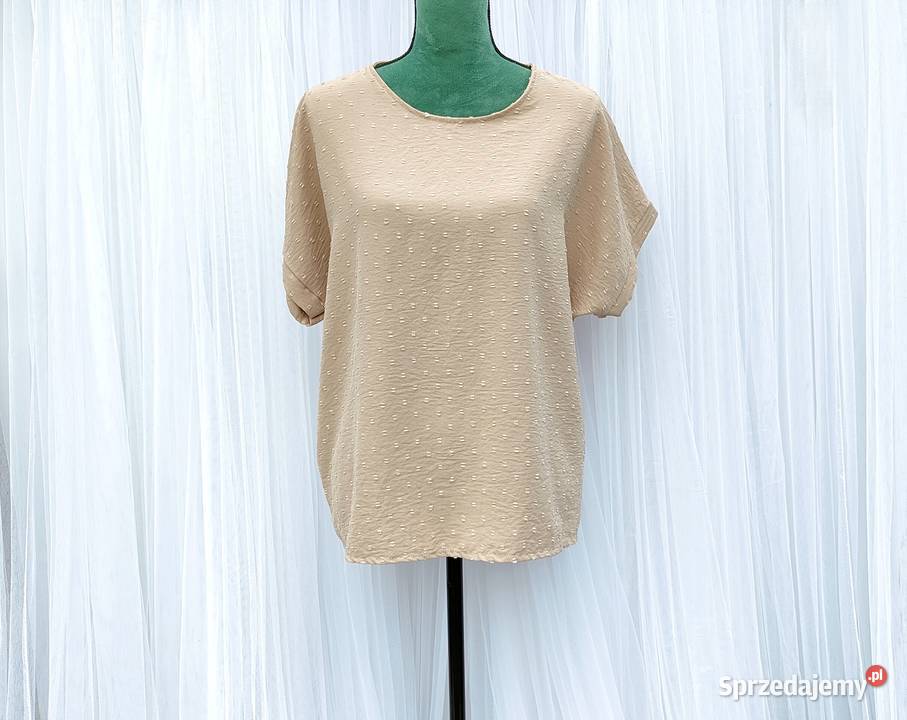 Prosta beżowa bluzka XL 42 XXL 44 top pudełkowa Szczecin