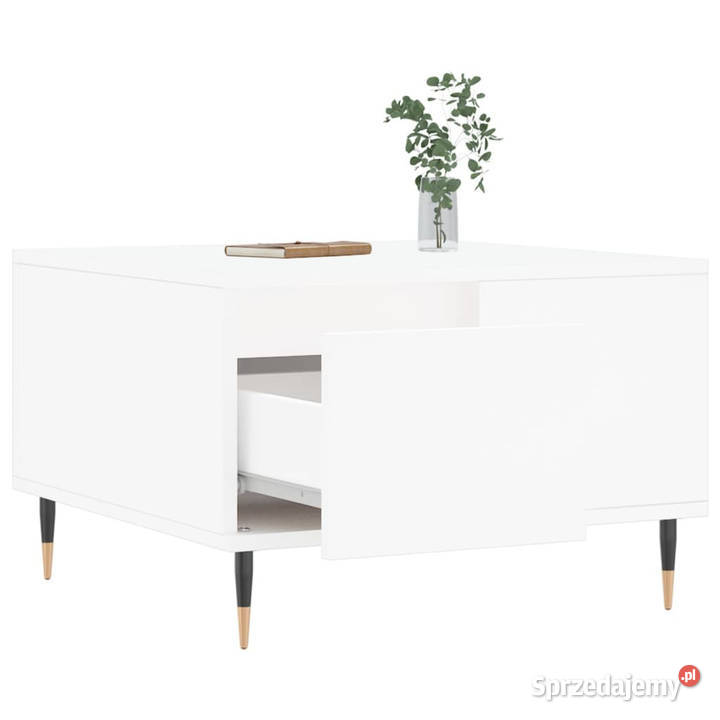 Stolik kawowy biały 55x55x365 materiał mazowieckie