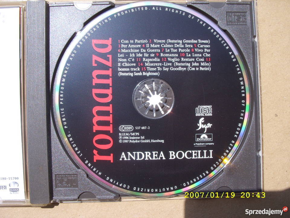 cd andrea bocelliromanza Wołów