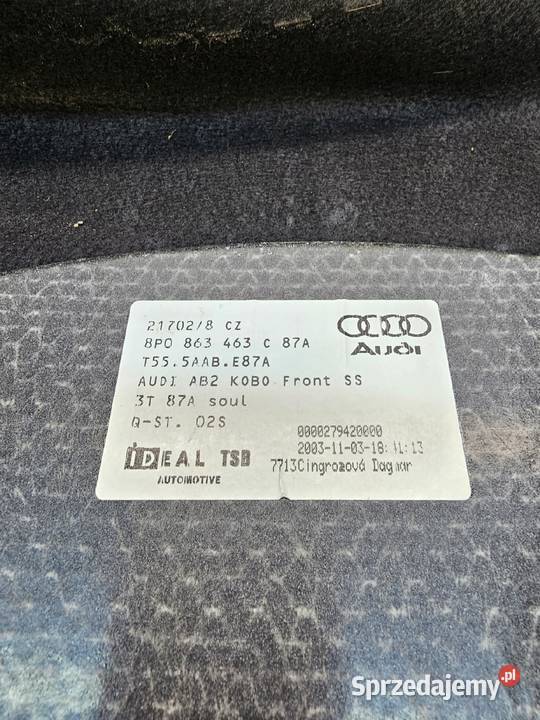 PODŁOGA BAGAŻNIKA DYWAN AUDI A3 8P 8P0863463C Przystajń