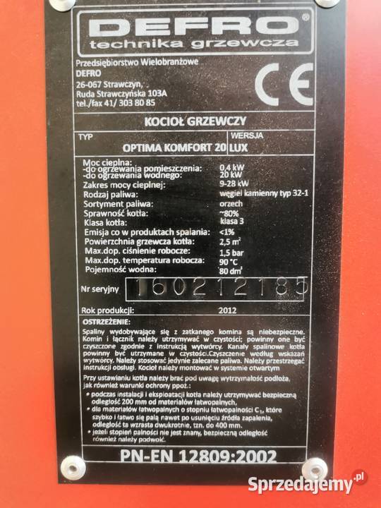 Defro Optima Komfort 20 lux kocioł grzewczy podkarpackie Korczowa