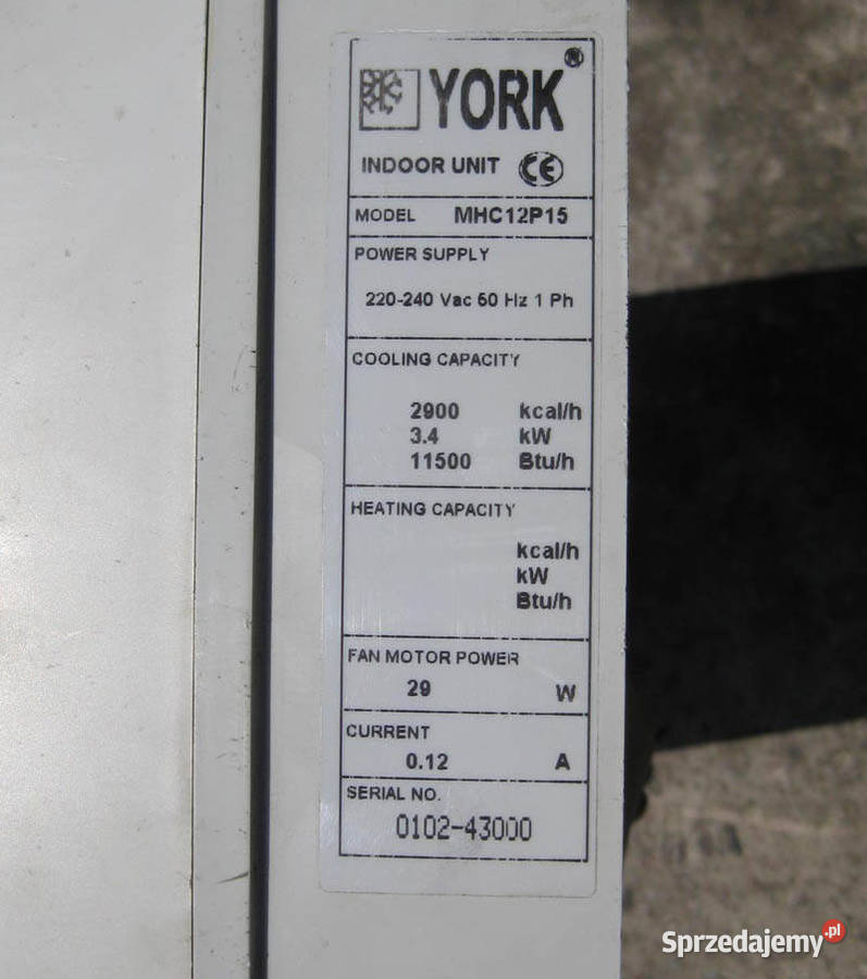 Klimatyzator YORK MHC09P17 AWM10F Kielce