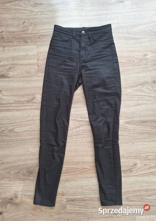 Czarne spodnie woskowane 36 hm wysoki stan rurki małopolskie Kraków