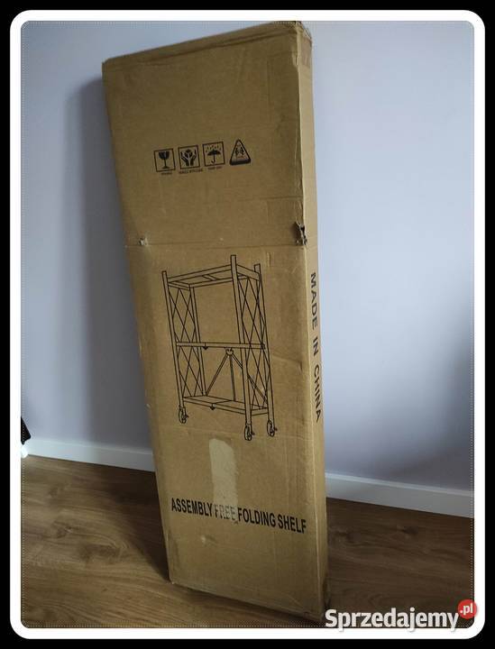 NOWY Składany czarny regał na kółkach 3 poziomy Płock sprzedam