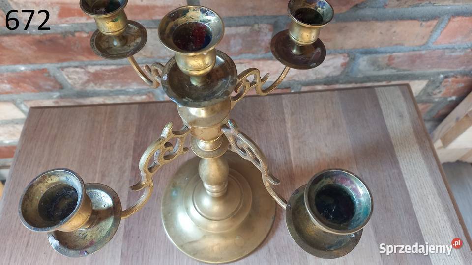 Świecznik mosiężny pięcioramienny Kandelabr 40 Gawroniec