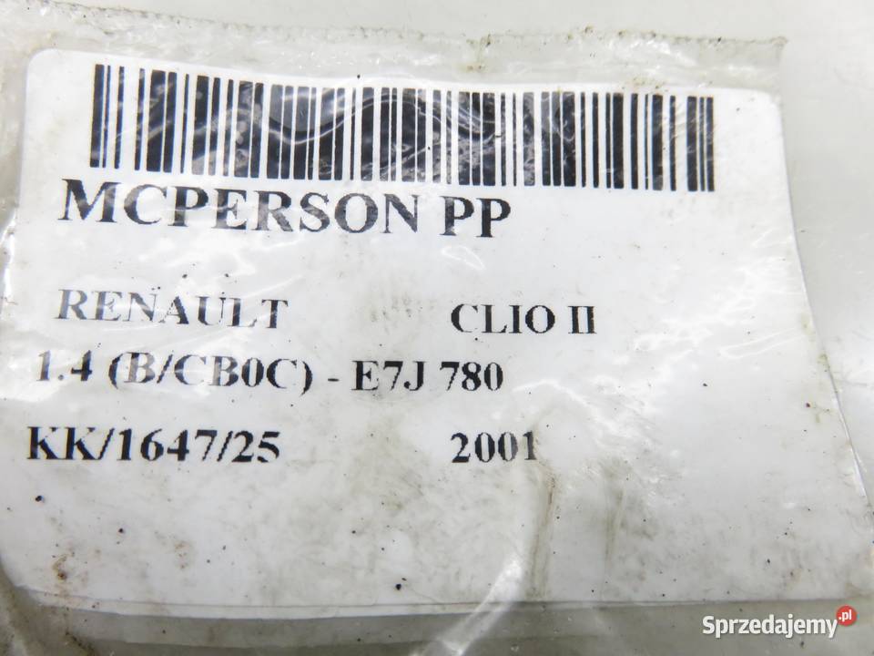 MCPERSON PRAWY PRZEDNI RENAULT CLIO II 14 osobowe Amortyzatory