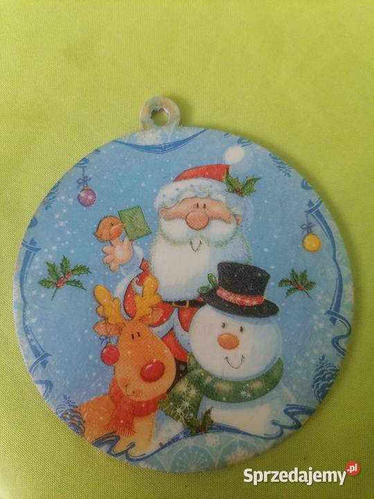 zawieszka święta bałwanek 12 drewniana wielokolorowy Sierpc