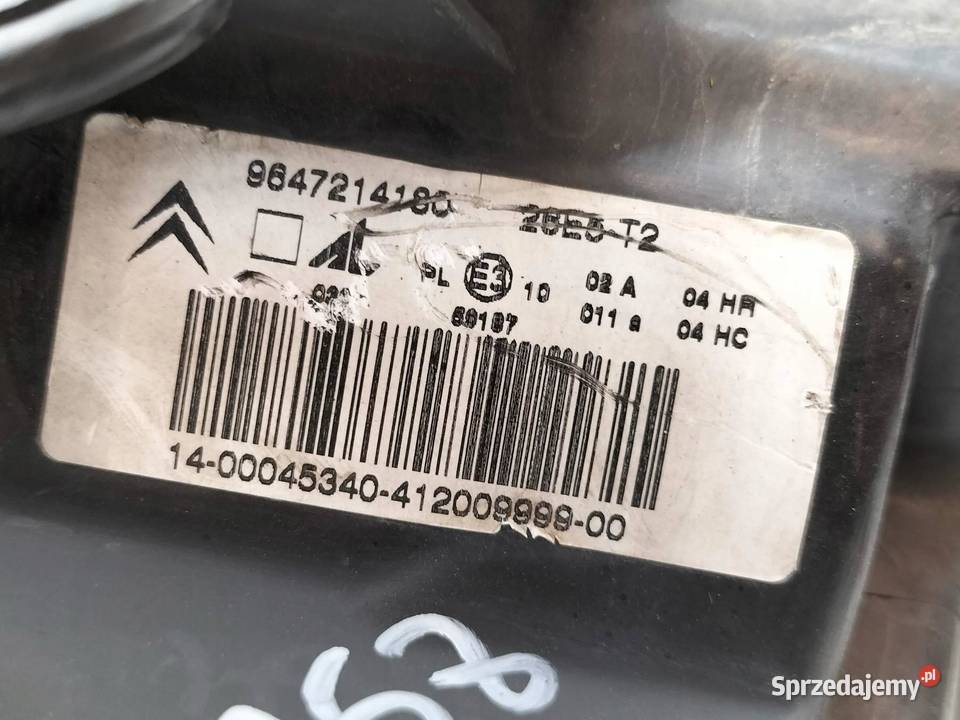 LAMPA PRZÓD PRAWA EUROPA 9647214180 Citroen C3 I sprzedam