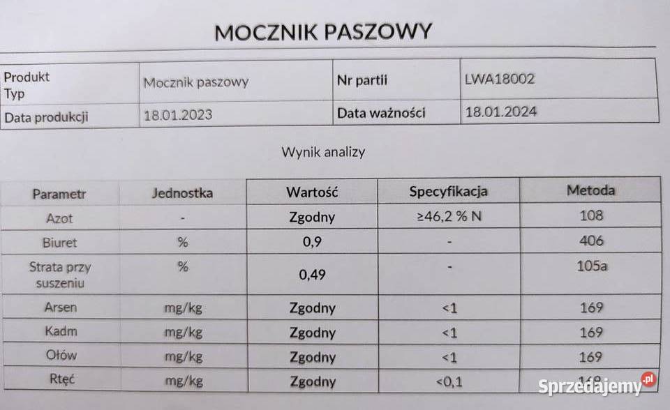 Mocznik paszowy bydła źródło białka