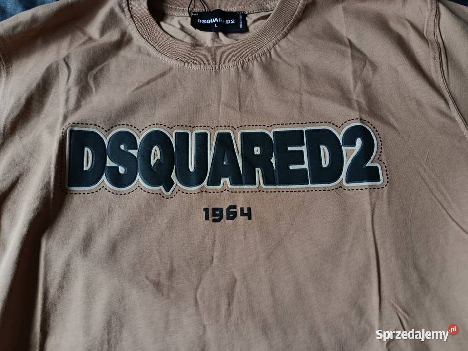 Tshirt męski bawełniany Dsquared2 ciemnobeżowy Odzież codzienna Białystok sprzedam