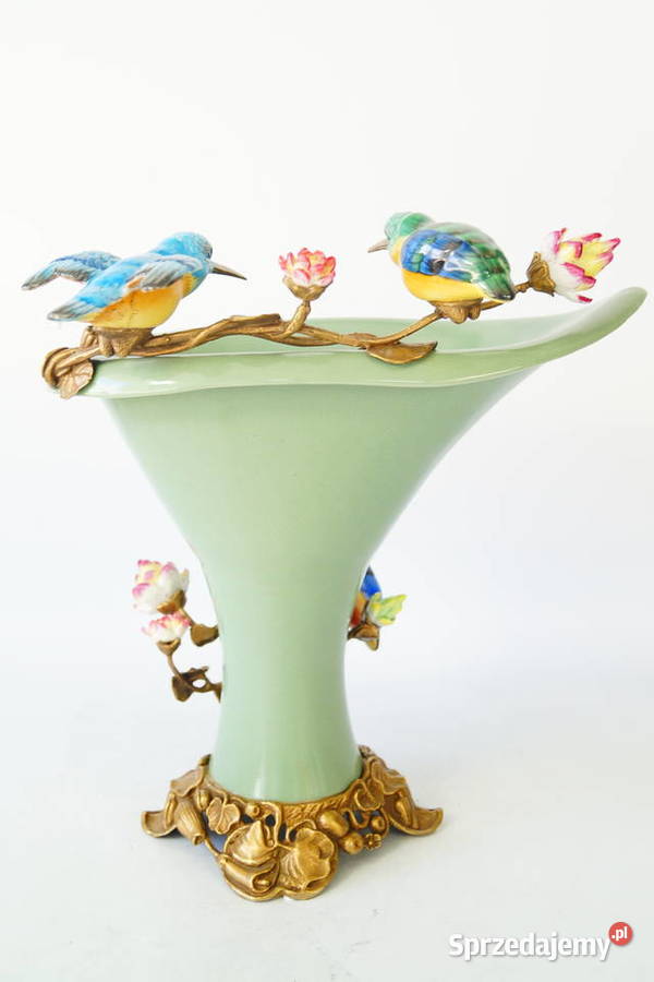 Porcelanowy wazon ptaki kolibry porcelana z wielkopolskie Gizałki sprzedam