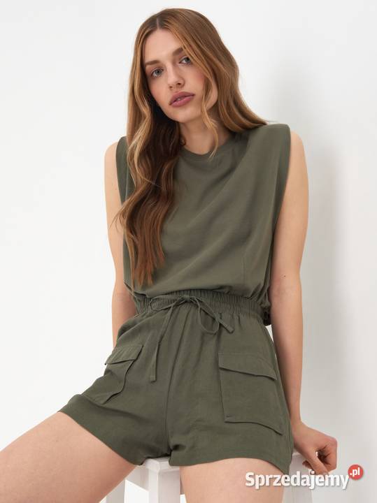 spodenki szorty xxs 32 khaki z lnem len 30 Spodnie Toruń