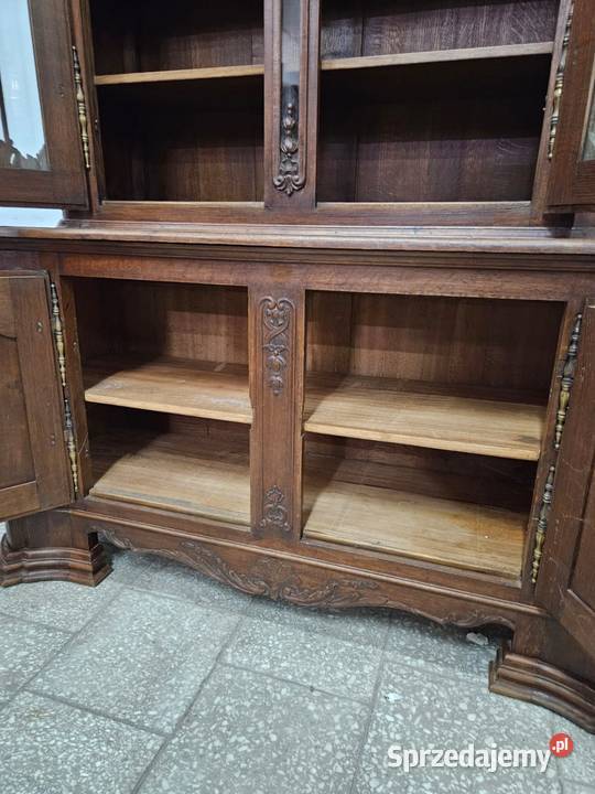 Stara dębowa witryna Ludwikowska Biblioteczka Kredensy i witryny Nowy Sącz