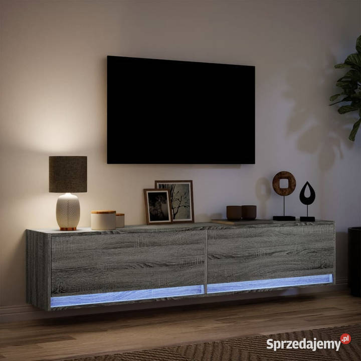 Ścienna szafka pod TV z LED szary dąb sonoma Warszawa