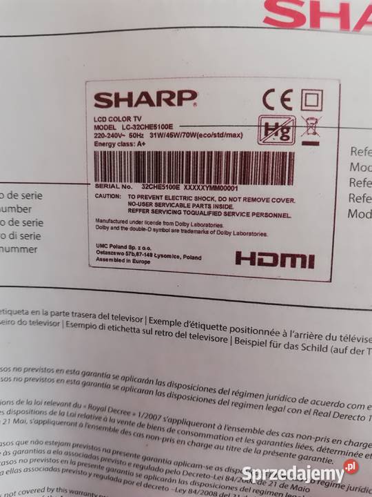 Telewizor Sharp używany 32 cale wielkopolskie Stary Lubosz