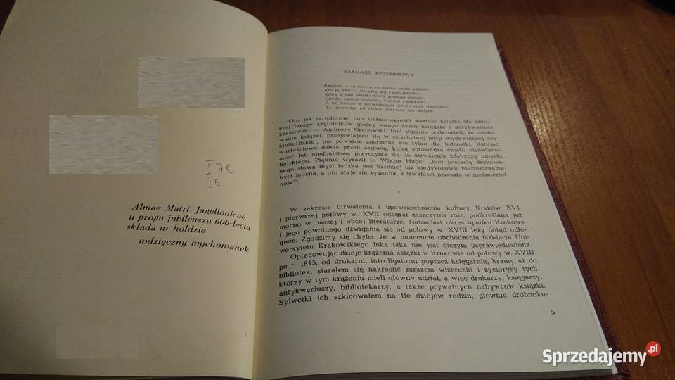 Drukarze księgarze i bibliofile krakowscy 1750 Książki naukowe i popularnonaukowe Gdańsk sprzedam