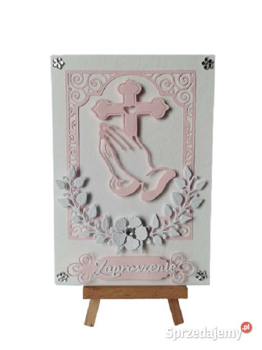 Zaproszenia Komunia Dziewczynka Ręce Z Krzyżem wielkopolskie Poznań