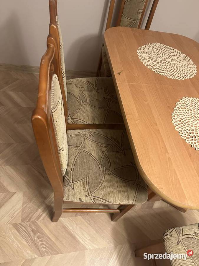 Dębowy drewniany rozkładany ławostół z kompletem Łódź