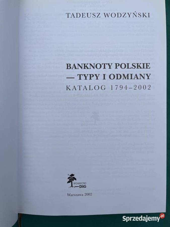 Tadeusz Wodzyński Banknoty polskie typy i