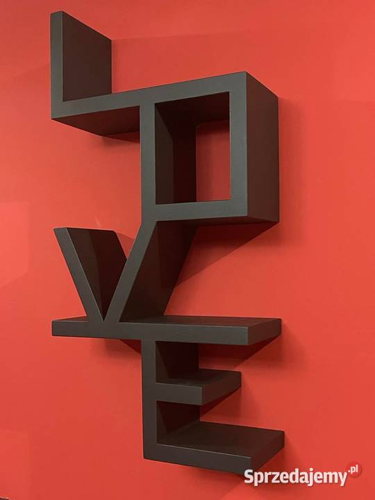 LOVE półka drewniana wisząca czarna biała i inne Dębica