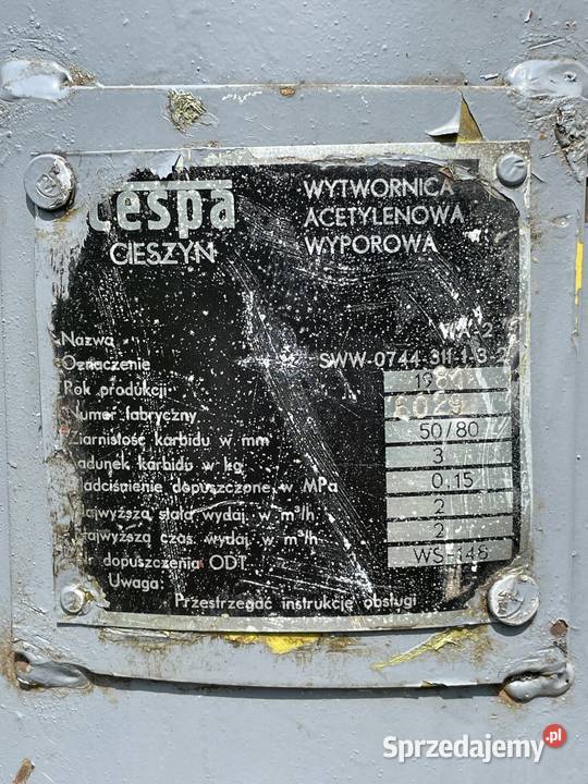 Wtrwornica acetylenowa wyporowa WA2 Kraków