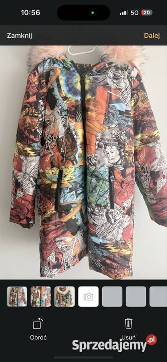 Kurtka damska parka komiksowa z futerkiem Nowy Targ