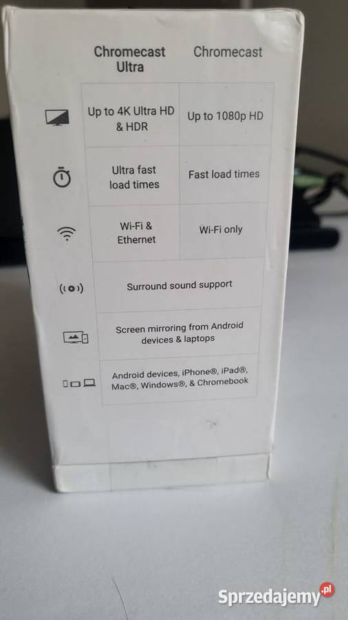 Google Chromecast Ultra 4K stream z telefonu na Elektronika sprzedam