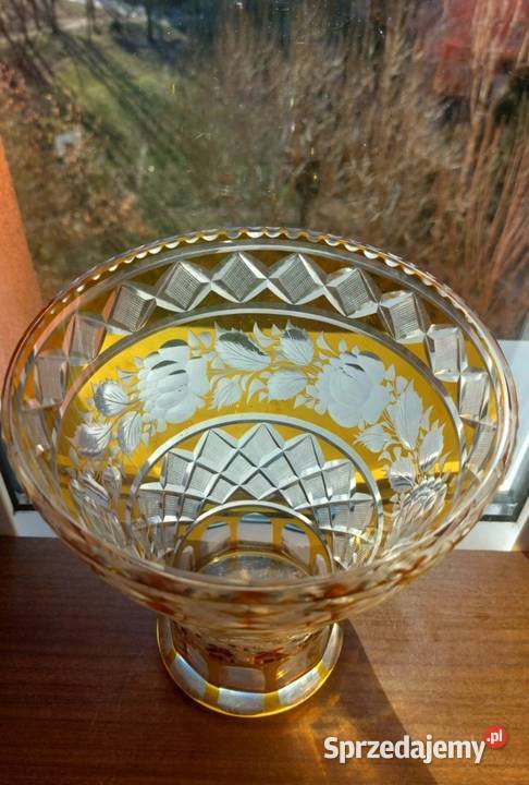 Piękny duży wazon kryształowy PRL dolnośląskie Wrocław