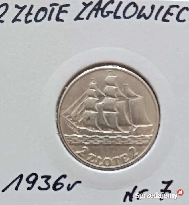 2 Żaglowiec 1936 r 7 srebro oryginał Cudeńko Konin