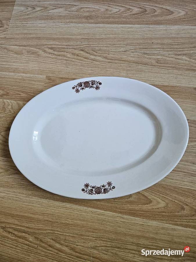 0015Półmisek owalny w brązowe kwiaty z Włocławka Bydgoszcz
