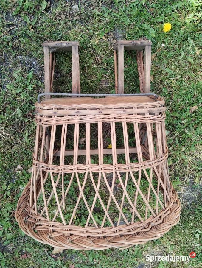 wiklinowy fotelik na rower dziecka przedni PRL Nędza