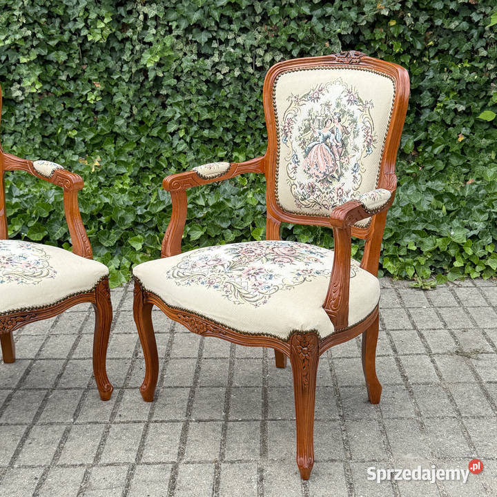 ARTexpert Para pałacowych foteli fotel gobelin Dobrzany