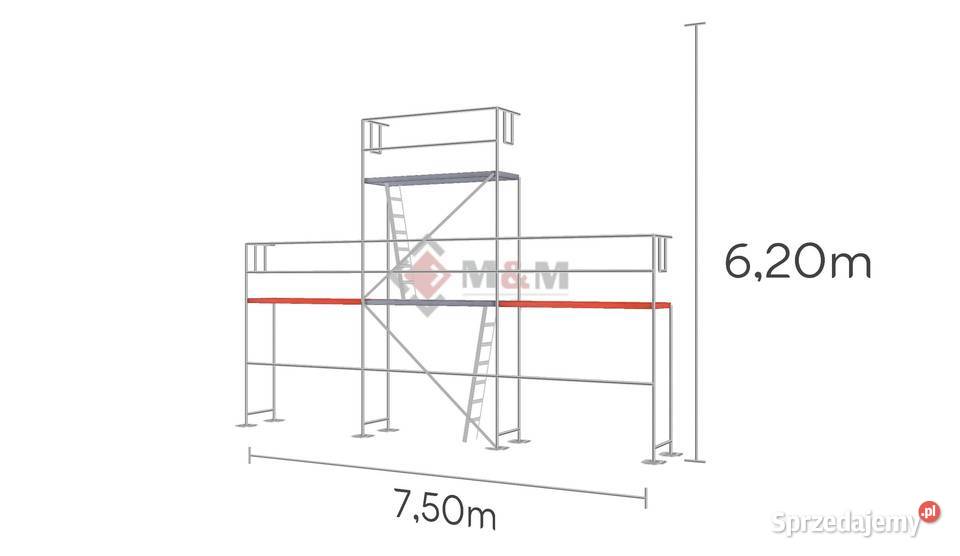Rusztowanie szczytowe 365 m2 używane 75x62 m opolskie Stare Siołkowice