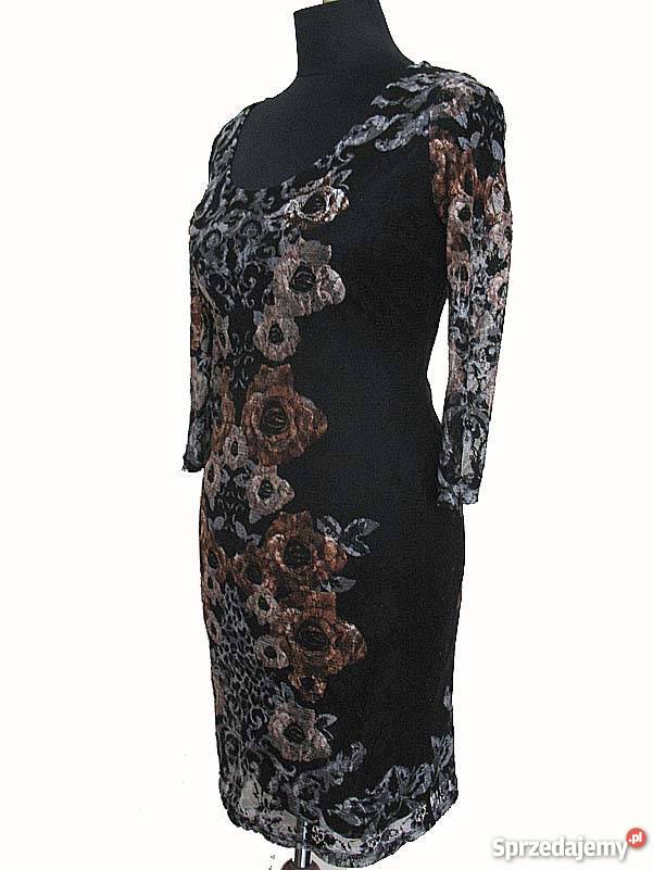 KORONKA SUKIENKA 38 M biust 90 brązowy/beżowy Moda i Styl sprzedam