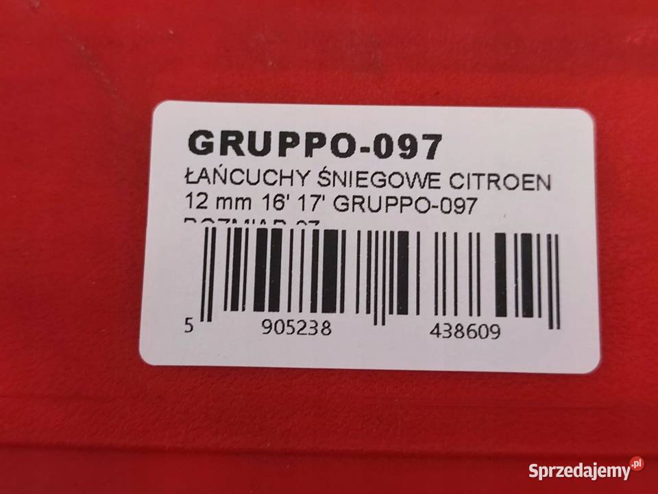 ŁAŃCUCHY ŚNIEGOWE 1 PARA CITROEN 12mm 16 17 sprzedam